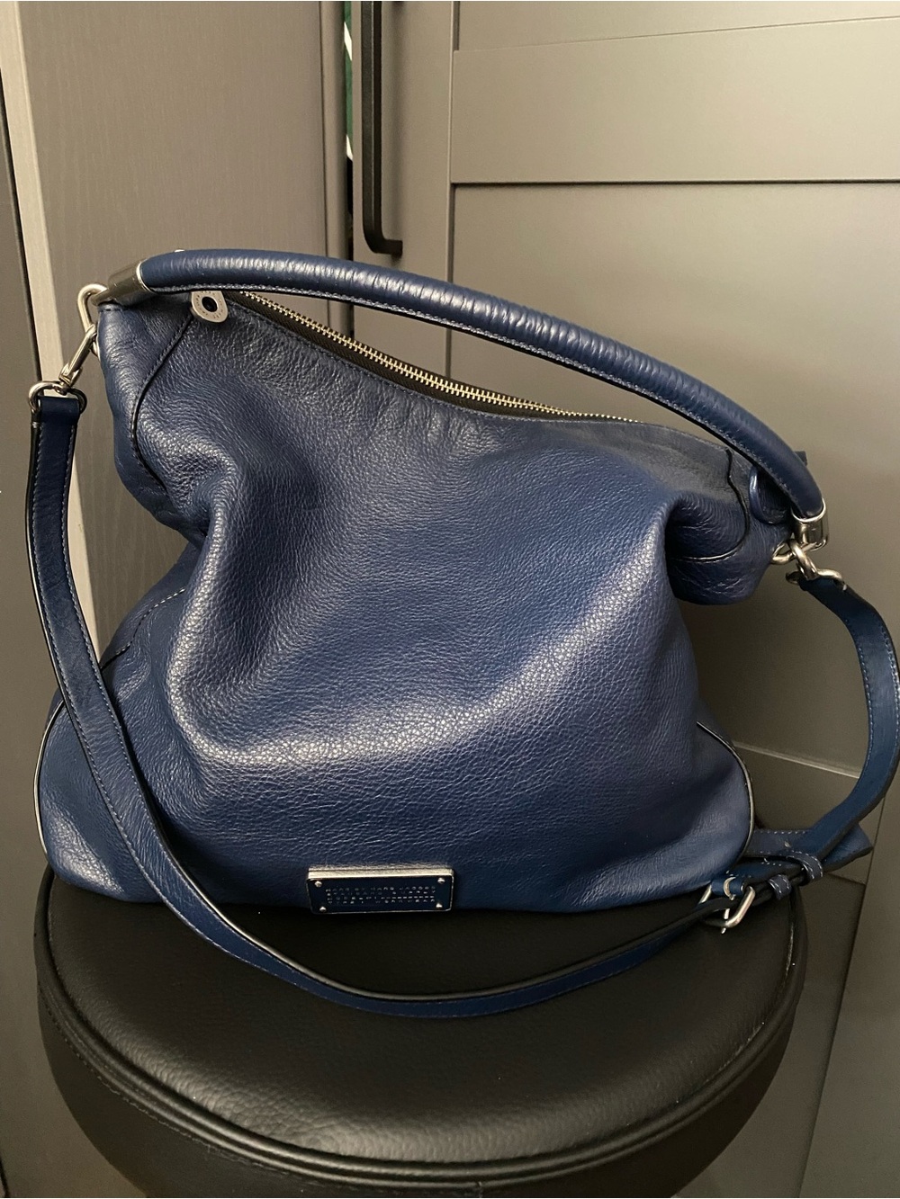 Marc Jacobs Navy Leather Shoulder Hobo Bag